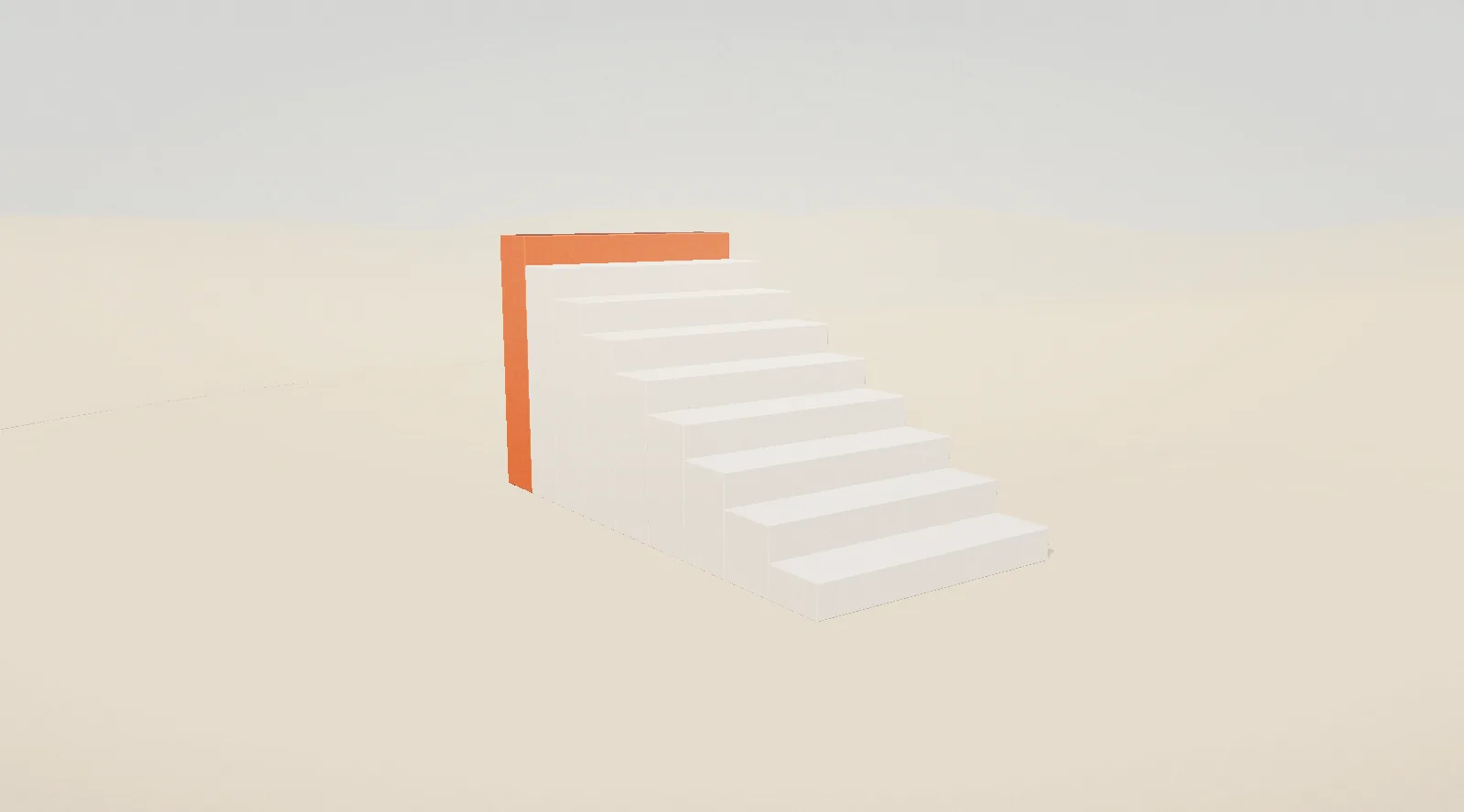A flight of white steps against a pale sky